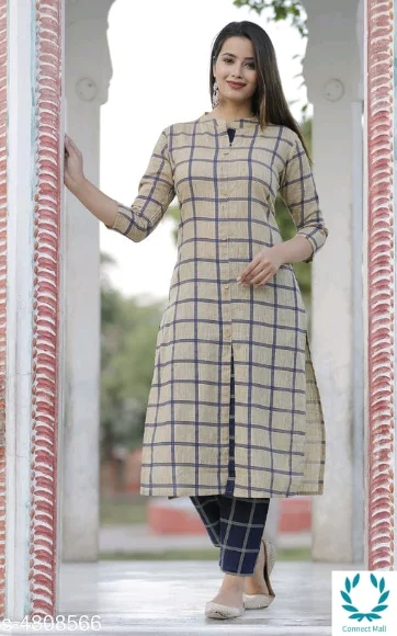 Women's Printed Cotton Slub Kurti - L (Bust Size: 40 in Size Length: 48 in)
